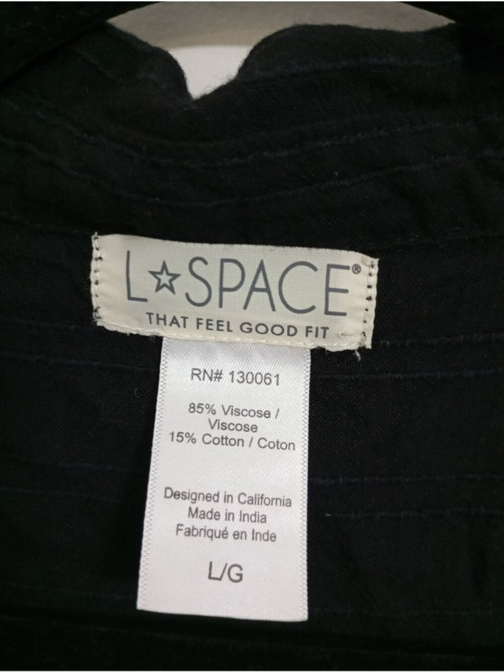 L Space Womens Black Wrap Dress With Collared Neck & Tie Waist In Large — image 3 of 8